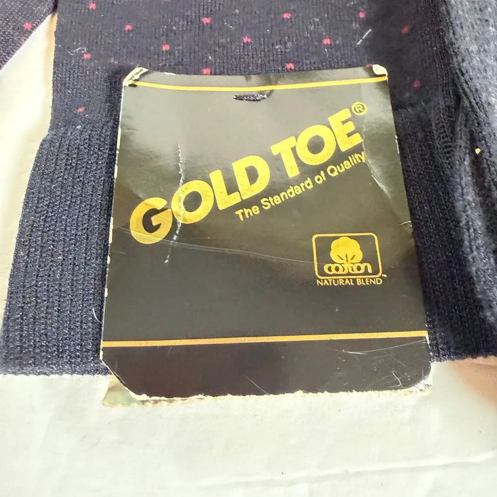 Vintage Mens Dress Socks Lot 3 NWT Gold Toe American Essentials Navy Cotton